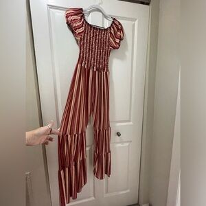 Straight from Atlantic City Boardwalk! S-M Striped BodyCon Pants Jumpsuit EUC